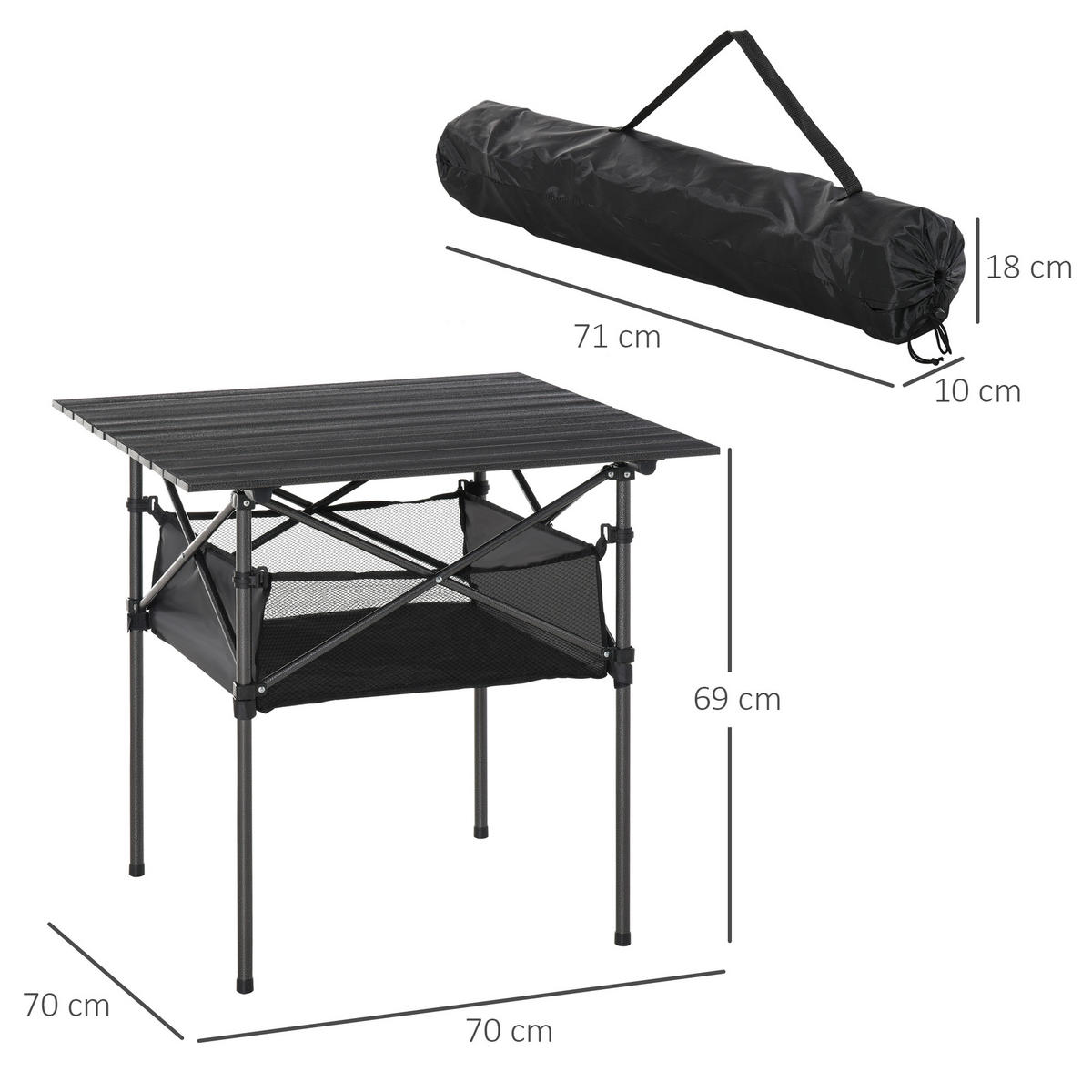 KLAPPTISCH Faltbar Schwarz - Schwarz, Metall (70/70/69cm) - ComfortXL