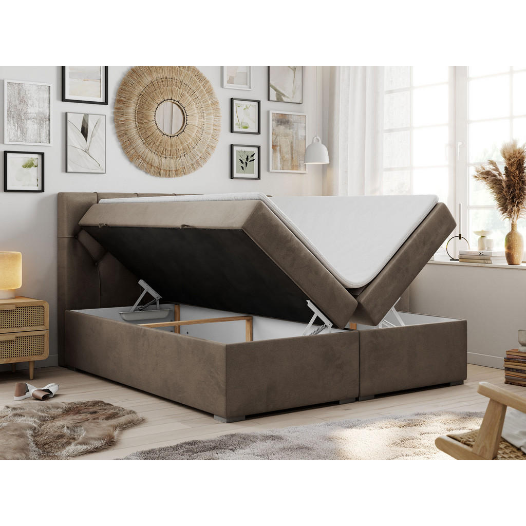 Thumbnail - MKS Boxbett, Braun, Textil, 2-Sitzer, H4, Rechteckig, 120x200 cm, Schlafzimmer, Betten, Boxspringbetten
