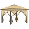 PAVILLON 3,3x3,3m, wasserabweisend Stabil Winterfest Pop-up Faltpavillon Beige - Beige, Metall (330/288/330cm) - Outsunny