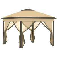 PAVILLON 3,3x3,3m, wasserabweisend Stabil Winterfest Pop-up Faltpavillon Beige - Beige, Metall (330/288/330cm) - Outsunny