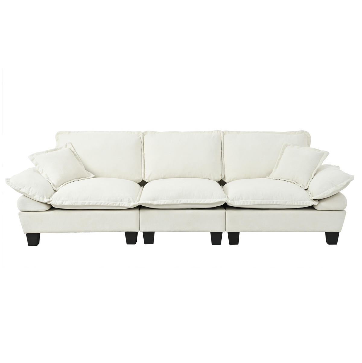 3-SITZER Sofa 263/82/90 cm mit geschwungenen Armlehnen, Chenille-Bezug und modularem Design, Beige - Beige, Textil (263/90/82cm) - Redom