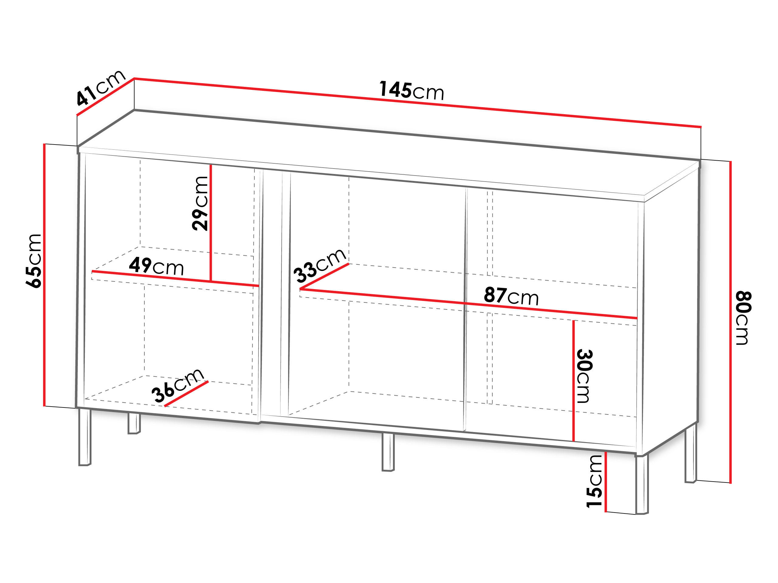 SIDEBOARD Mia 02 - Schwarz/Braun, Holzwerkstoff/Metall (145/80/41cm) - MIRJAN24