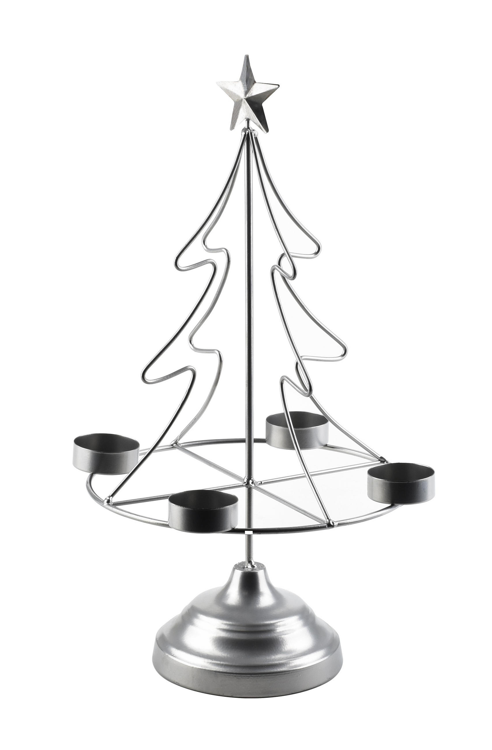 ADVENTSKERZENHALTER Santa Lila Silber 23.5/11/38 cm Metall - Silberfarben, Metall (11/38/23.5cm) - Mondex