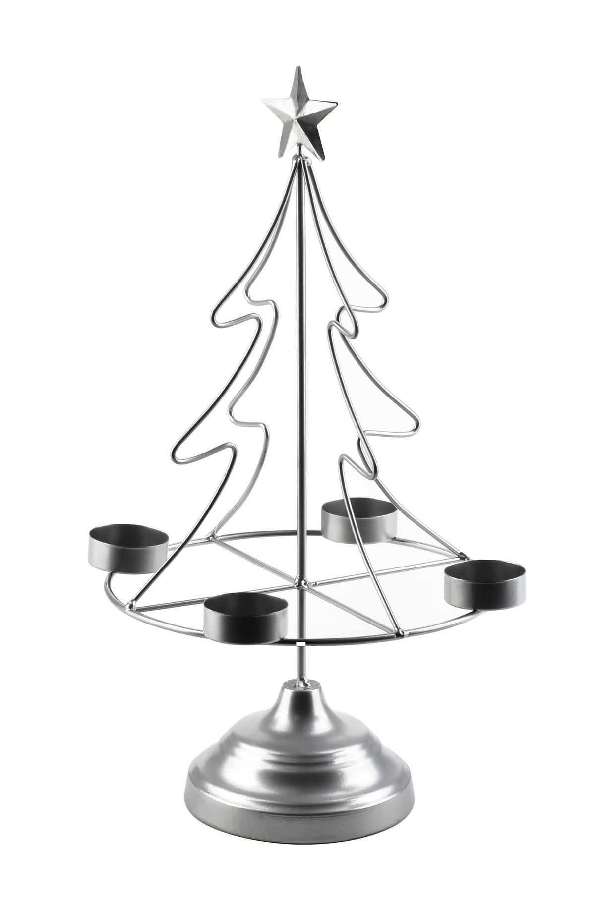 ADVENTSKERZENHALTER Santa Lila Silber 23.5/11/38 cm Metall - Silberfarben, Metall (11/38/23.5cm) - Mondex