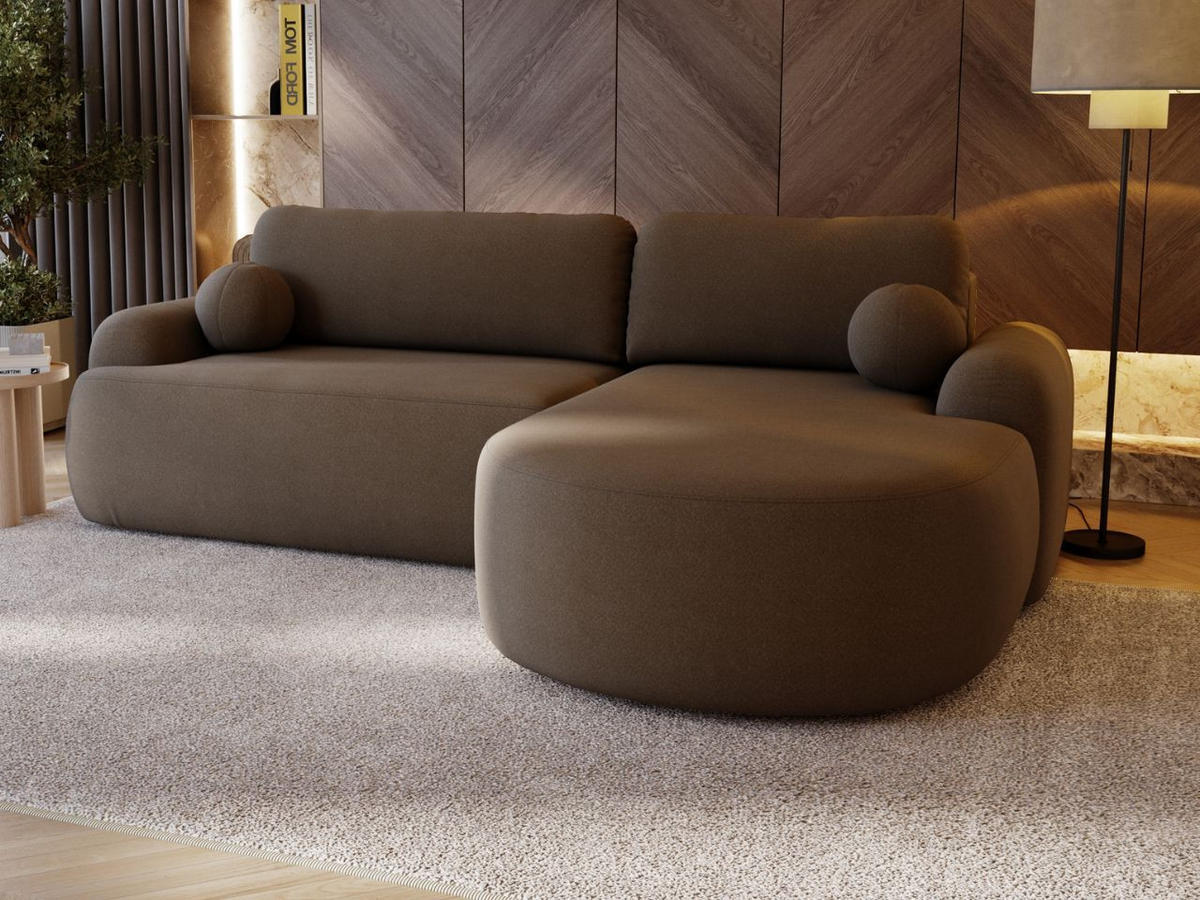 ECKSOFA Aurio Dunkelbraun Rechts - Dunkelbraun, Holz/Textil (261/177cm) - Graingold