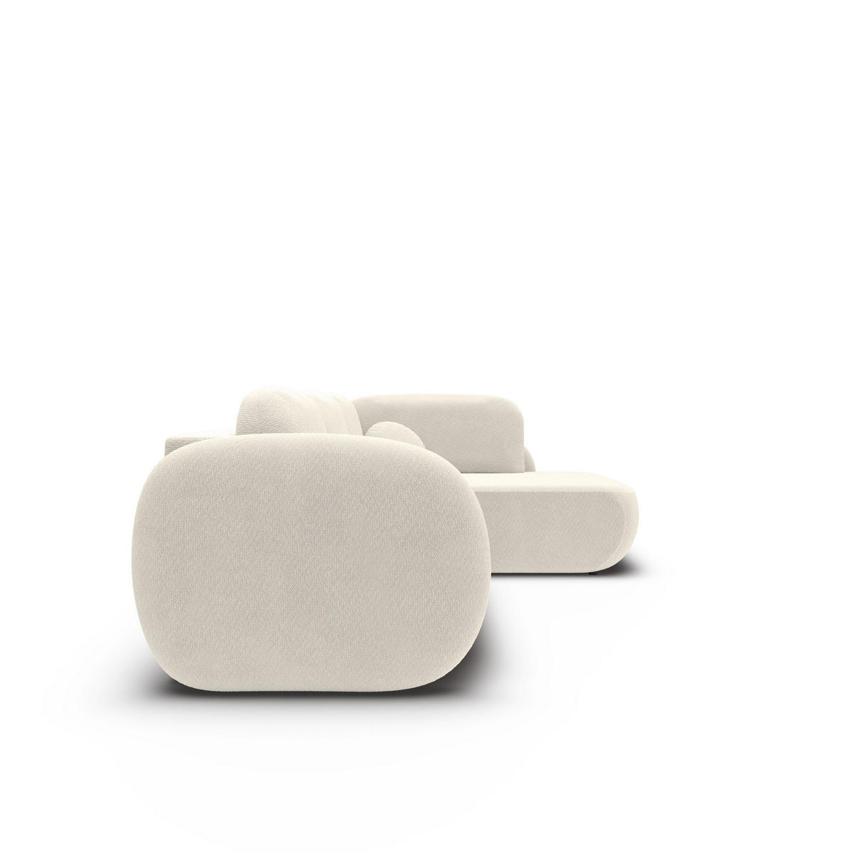 ECKSOFA AMICO II R-S Creme Geflochtener Stoff mit Schlaffunktion - Creme, Holz (289/190cm) - MASSENO