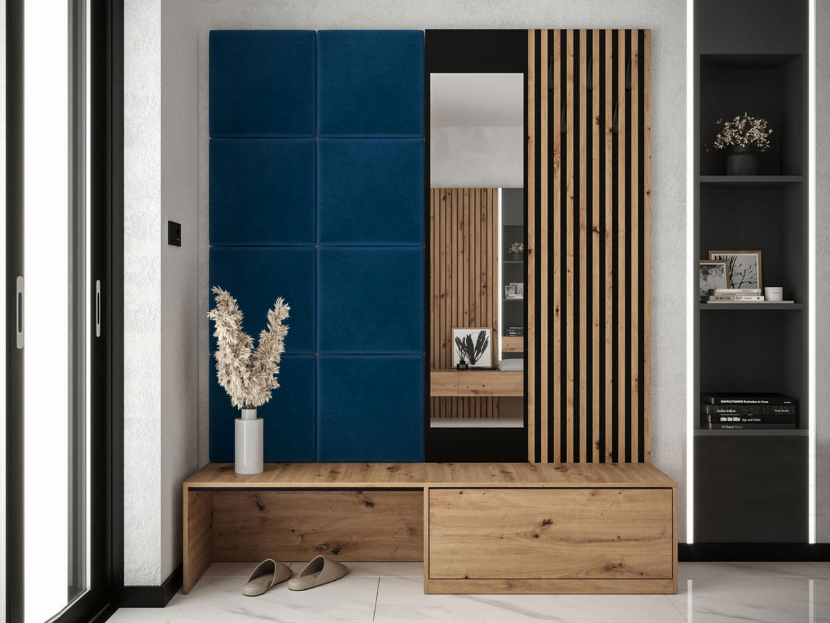 GARDEROBE Premium - Blau/Braun, Holzwerkstoff (172/205/42cm) - MIRJAN24