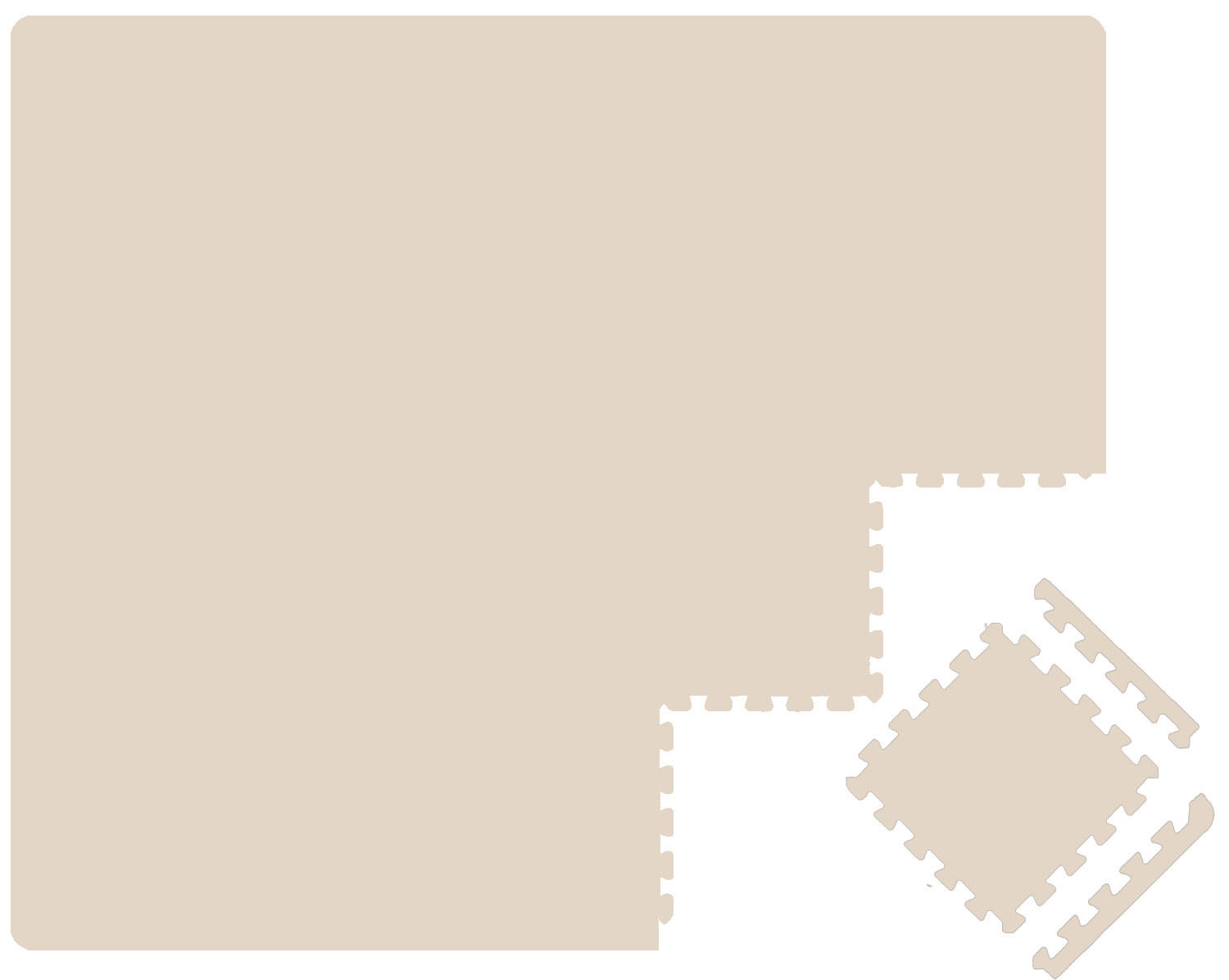 SPIELMATTE ab Null - 180/90/1 cm Puzzlematte mit Rand Beige - Beige, Kunststoff (30/30cm) - Littletom