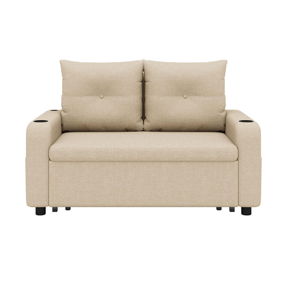 KLAPP-DOPPELSOFA mit Schlaf-Funktion in Beige - Beige, Textil (81/94/131cm) - KOMHTOM