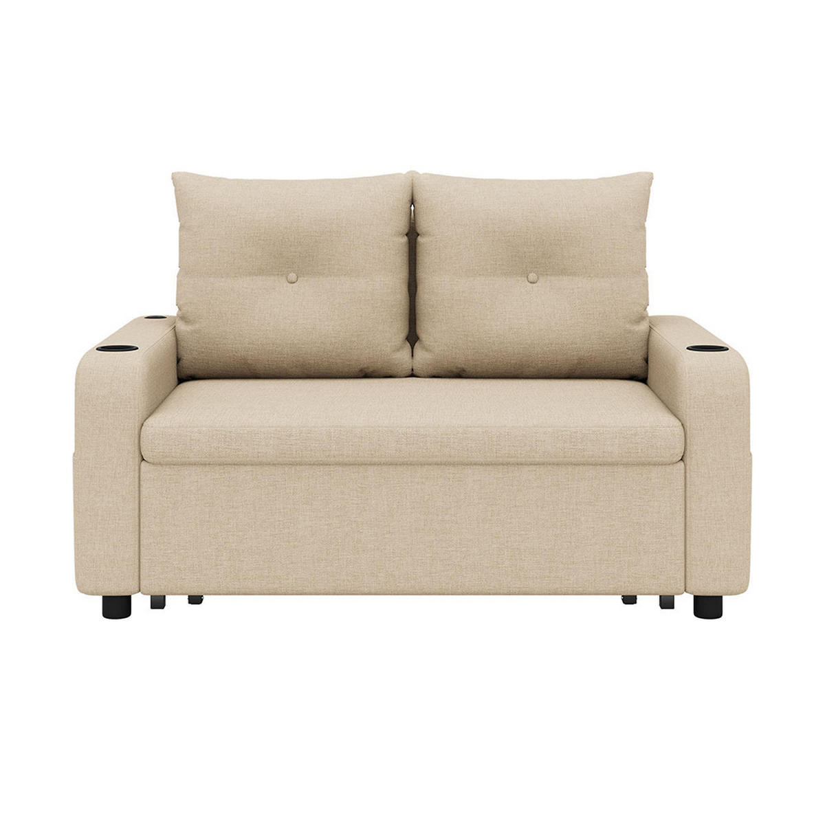 KLAPP-DOPPELSOFA mit Schlaf-Funktion in Beige - Beige, Textil (81/94/131cm) - KOMHTOM
