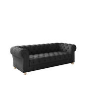 SOFA CHESTERFIELD Elegant Klassisch Schick Stoff Whisper Velours Graphit - Graphitfarben, Holz/Textil (202/77/90cm) - Kaiser Möbel