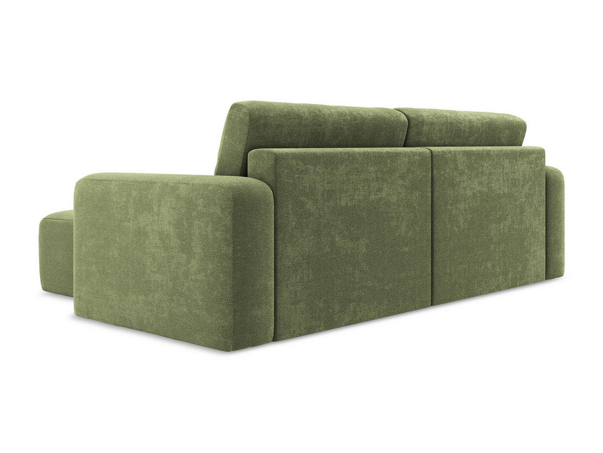 ECKSOFA mit Schlaffunktion rechts Chenille Stoff Grün - Schwarz/Grau, Kunststoff/Textil (244/149cm) - Makamii