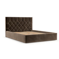 POLSTERBETT Brisa 180/200 cm Braun im Paros Stoff - Schwarz/Naturfarben, Holz/Holzwerkstoff (180/200cm) - AltaBeds