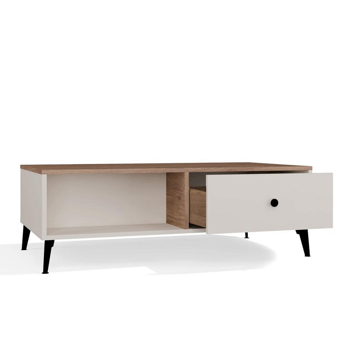 COUCHTISCH Tova Beige/Eiche - Beige, Holzwerkstoff (60/110/37cm) - kommodly