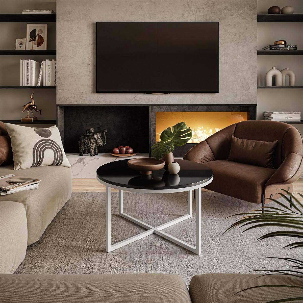 COUCHTISCH CIRI-X Hochglanz - Weiß, Holzwerkstoff (70/70/45.6cm) - Lookway