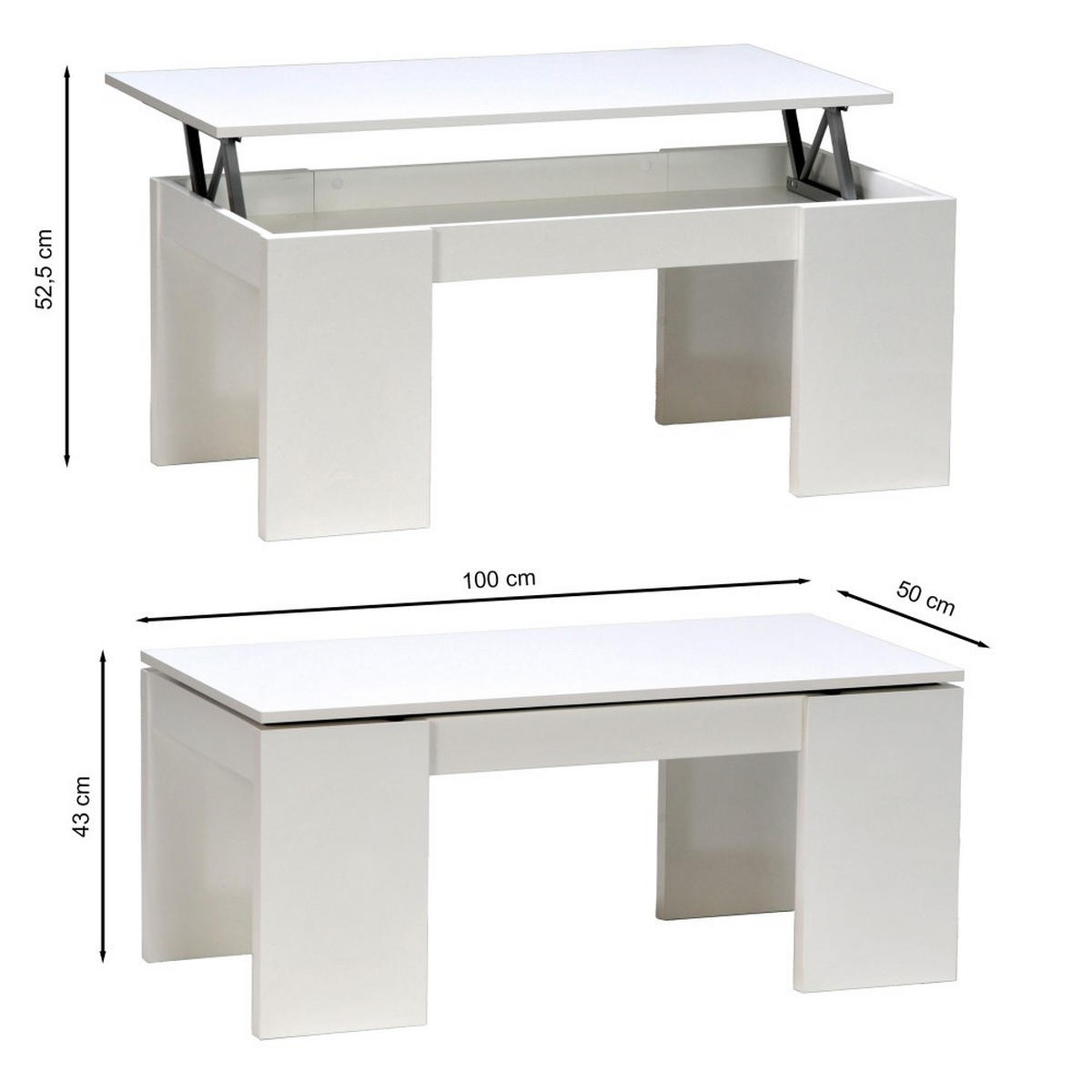 COUCHTISCH Klapptisch NEWTON 100x50cm / Weiß - Weiß, Holzwerkstoff (100/50/43cm) - Weber Industries