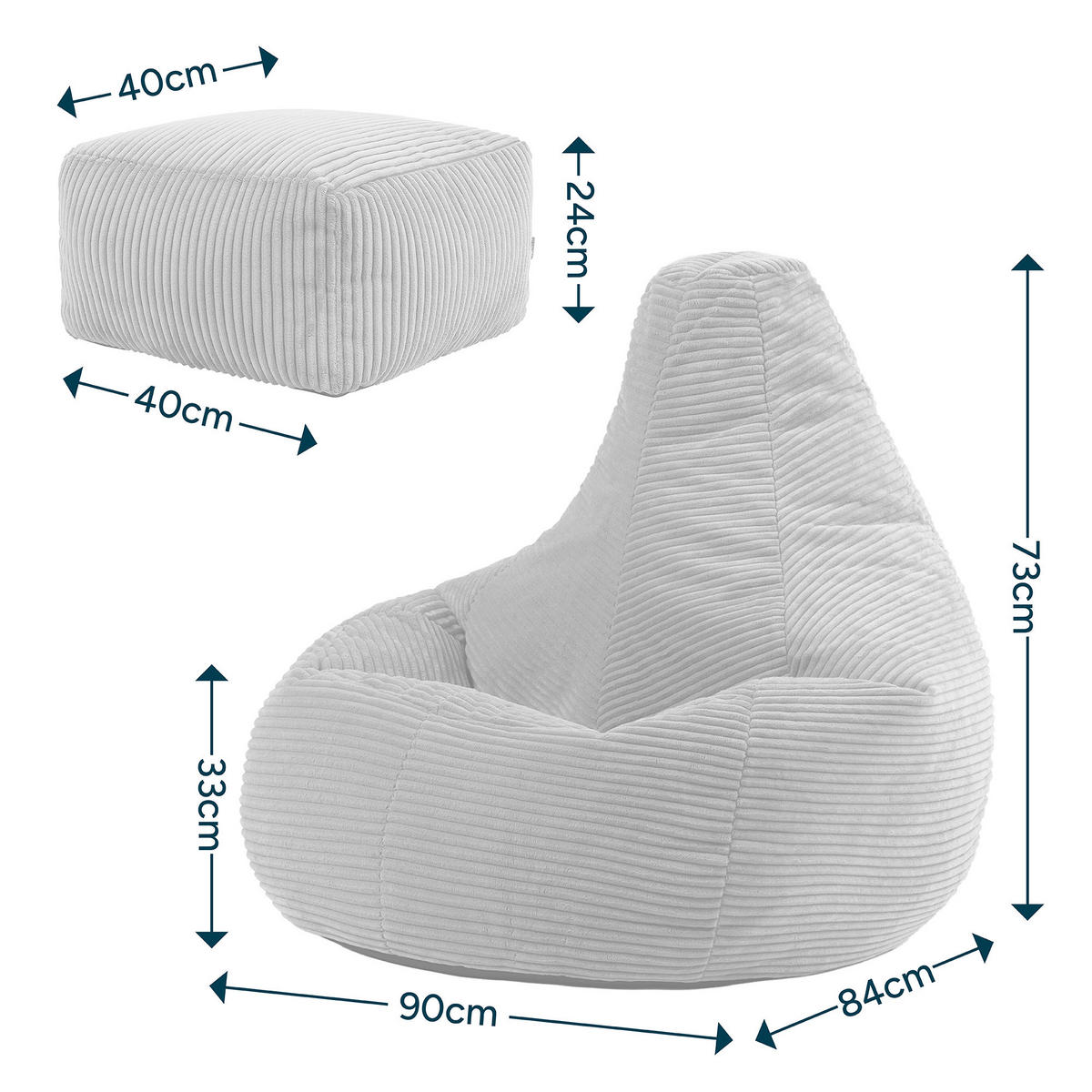 SITZSACK Dalton mit Hocker - Braun, Textil (90/73/84cm) - icon