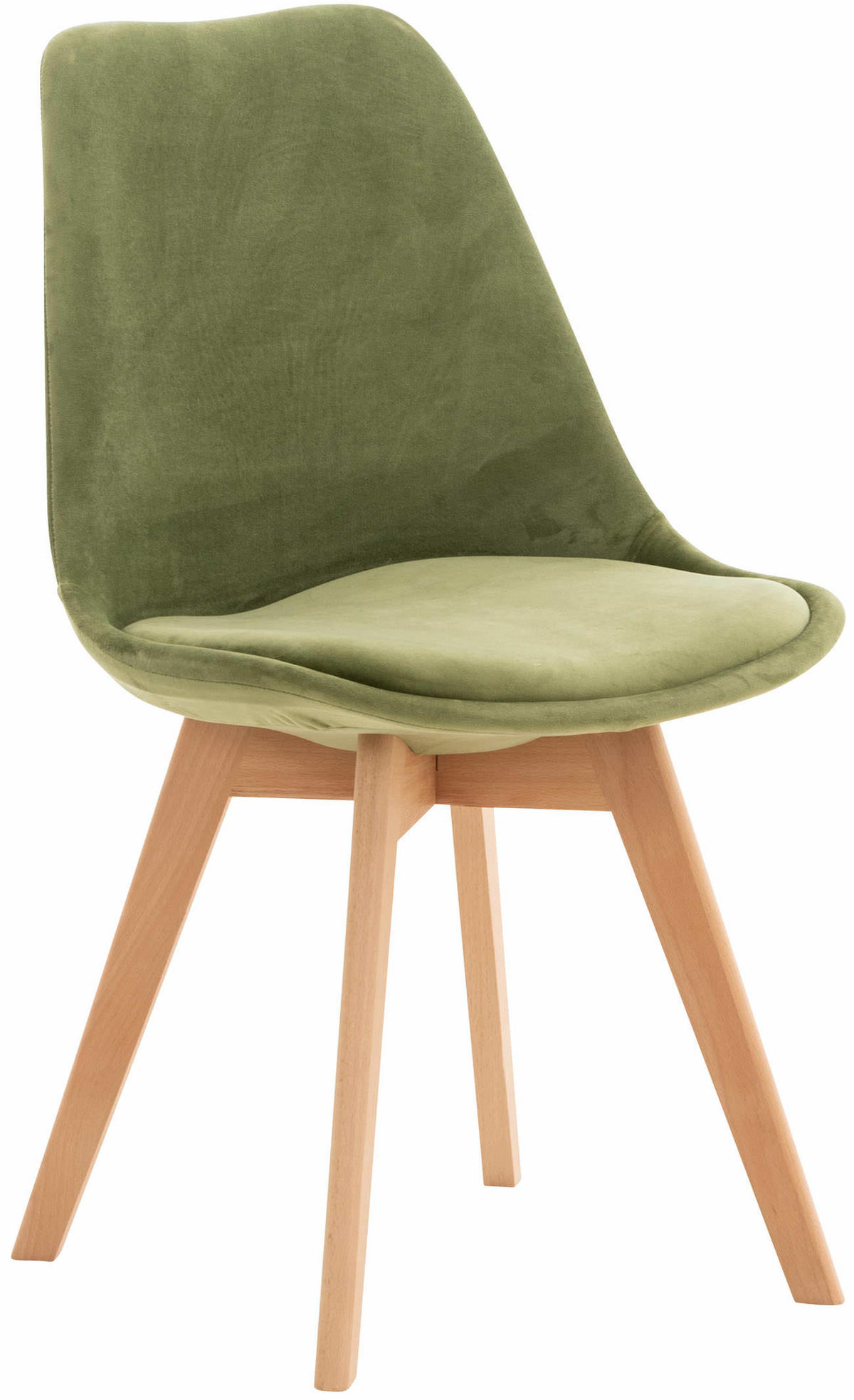 STUHL Samt hellgrün - Eukalyptusholzfarben/Hellgrün, Holz/Textil (49/83/50cm) - CLP