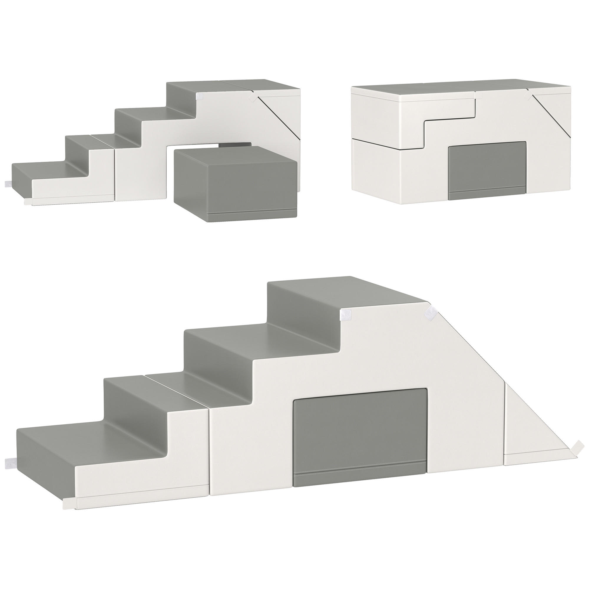 KINDER-SOFTPLAY-SET - Grau, Kunststoff (49/47/147cm) - HOMCOM