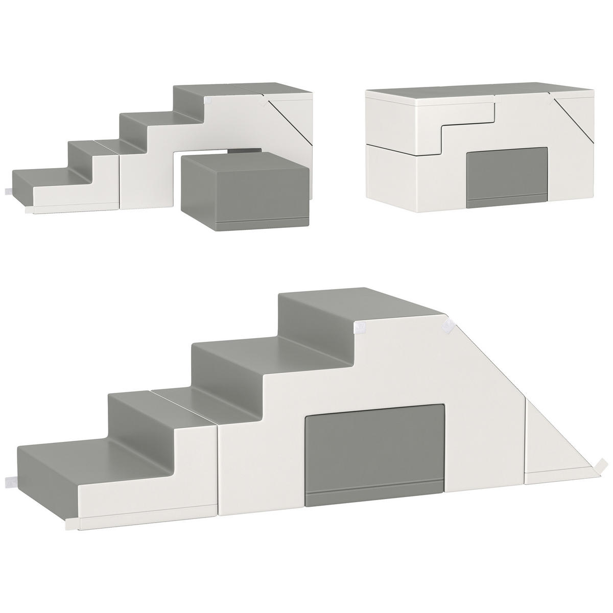 KINDER-SOFTPLAY-SET - Grau, Kunststoff (49/47/147cm) - HOMCOM