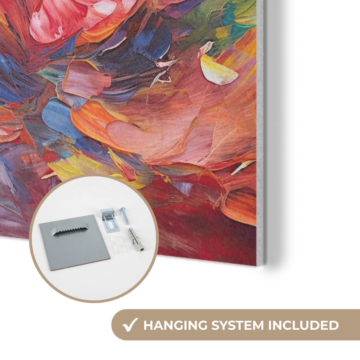 AKUSTIKBILD Ölgemälde - Kunst - Abstrakt - Farbenfroh Akustikpaneele 90x90 cm - Altrosa, Textil (90/90/0.9cm) - MuchoWow