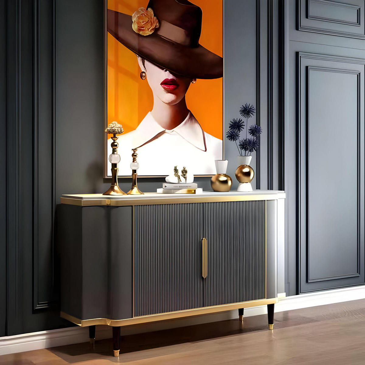 SIDEBOARD STILIG Dunkelgrau 150x40x92 cm - Dunkelgrau, Holzwerkstoff (150/92/40cm) - FURNLUX