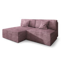 ECKSOFA FIORO P Lila Kordstoff mit Schlaffunktion - Lila/Grau, Holz/Kunststoff (204/148cm) - MASSENO