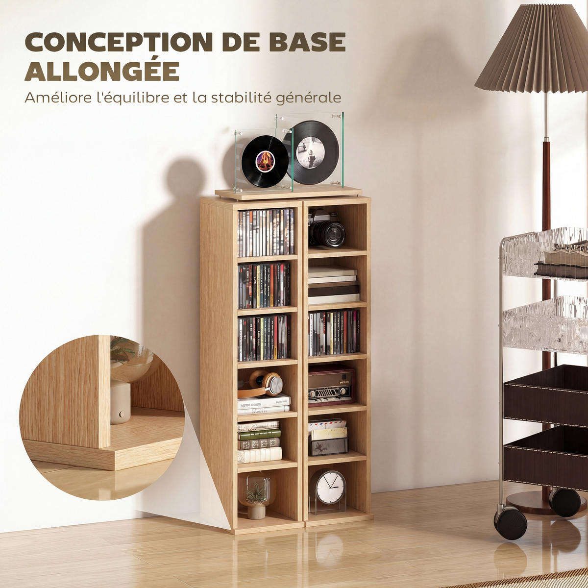 CD-REGAL 2er-Set DE-14533 12 Fächer, schmal Naturholz - Naturfarben, Holzwerkstoff (22.5/88.5/21cm) - ComfortXL