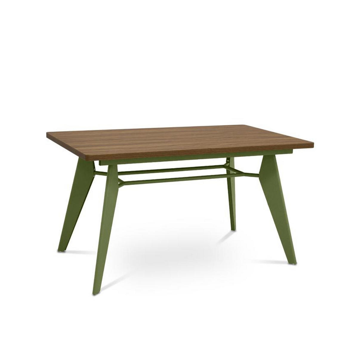 ESSTISCH ausziehbar 140/180cm Metallbeine Khaki und Tischplatte Nussbaum-Optik Meloe - Nussbaumfarben/Grün, Holzwerkstoff/Metall (90/140/76cm) - Sicaan