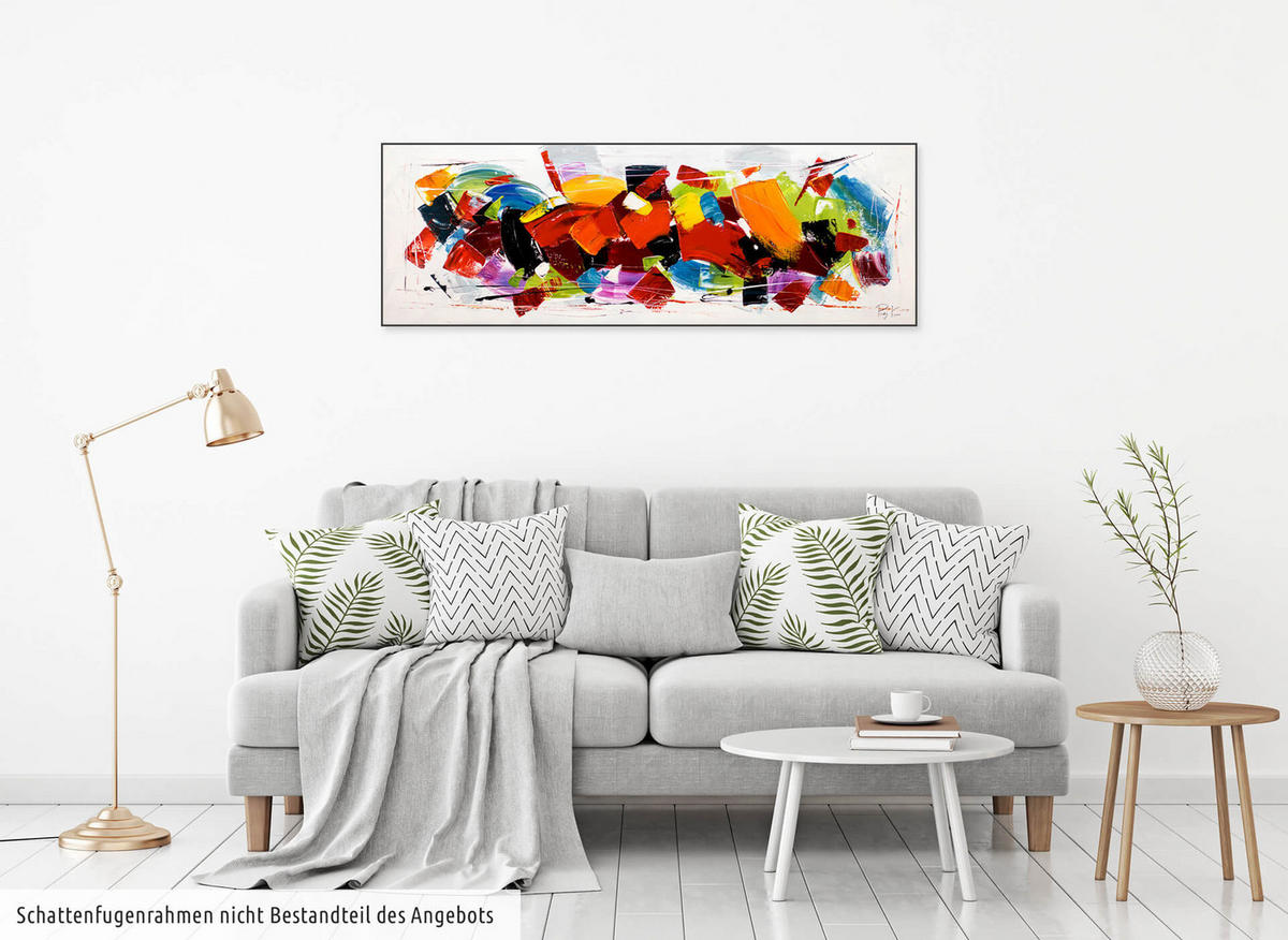 ÖLGEMÄLDE 150/50 cm - Blau/Gelb, Holz/Textil (150/50cm) - KUNSTLOFT