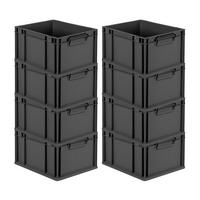 EUROBOX 8x NextGen Color 22x30x40 cm 20 Liter Griffe schwarz zu, Schwarz - Anthrazit/Schwarz, Kunststoff (30/22/40cm) - PROREGAL