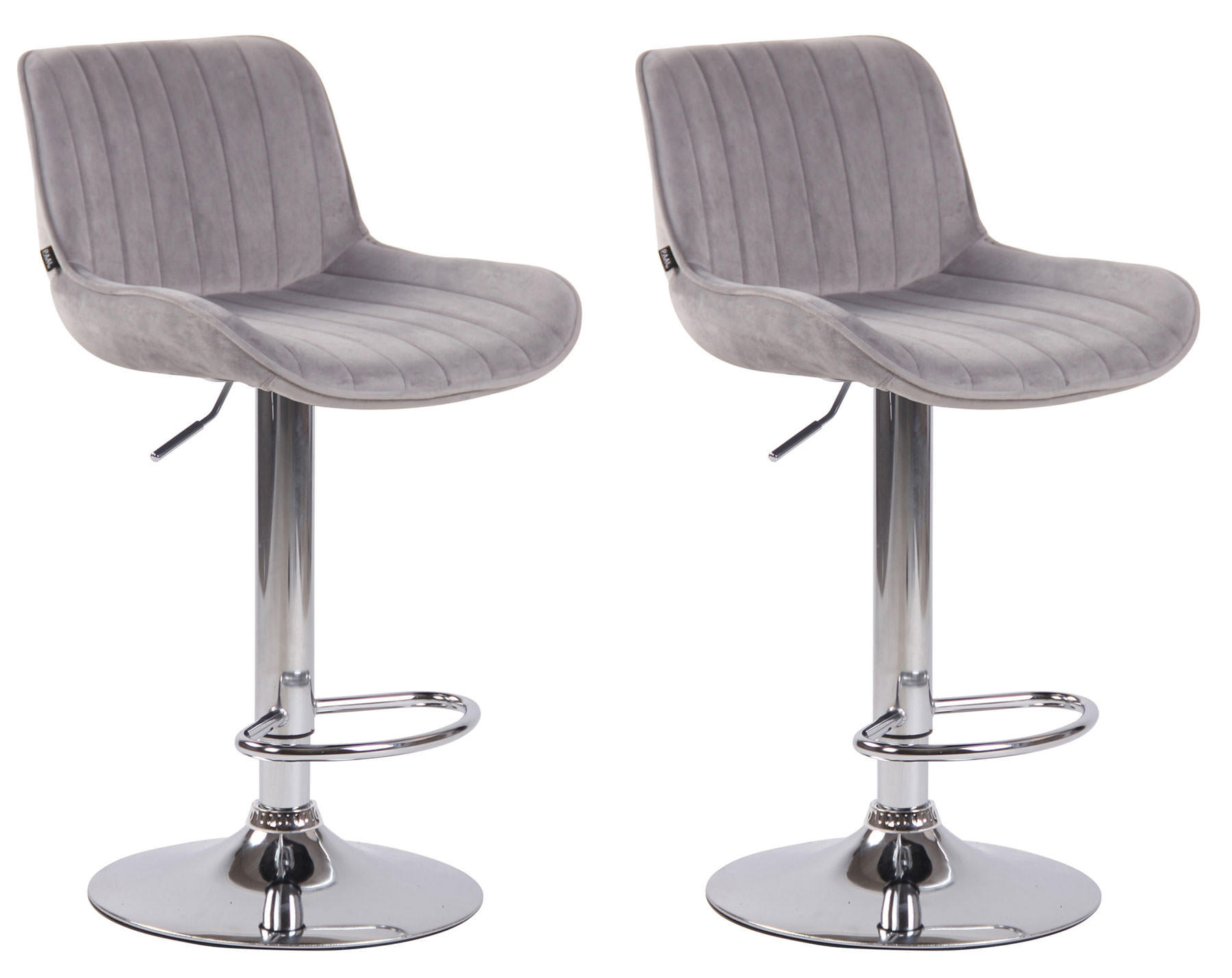 BARHOCKER 2er Set Samt grau - Chromfarben/Grau, Textil/Metall (50/86/50cm) - CLP