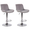 BARHOCKER 2er Set Samt grau - Chromfarben/Grau, Textil/Metall (50/86/50cm) - CLP