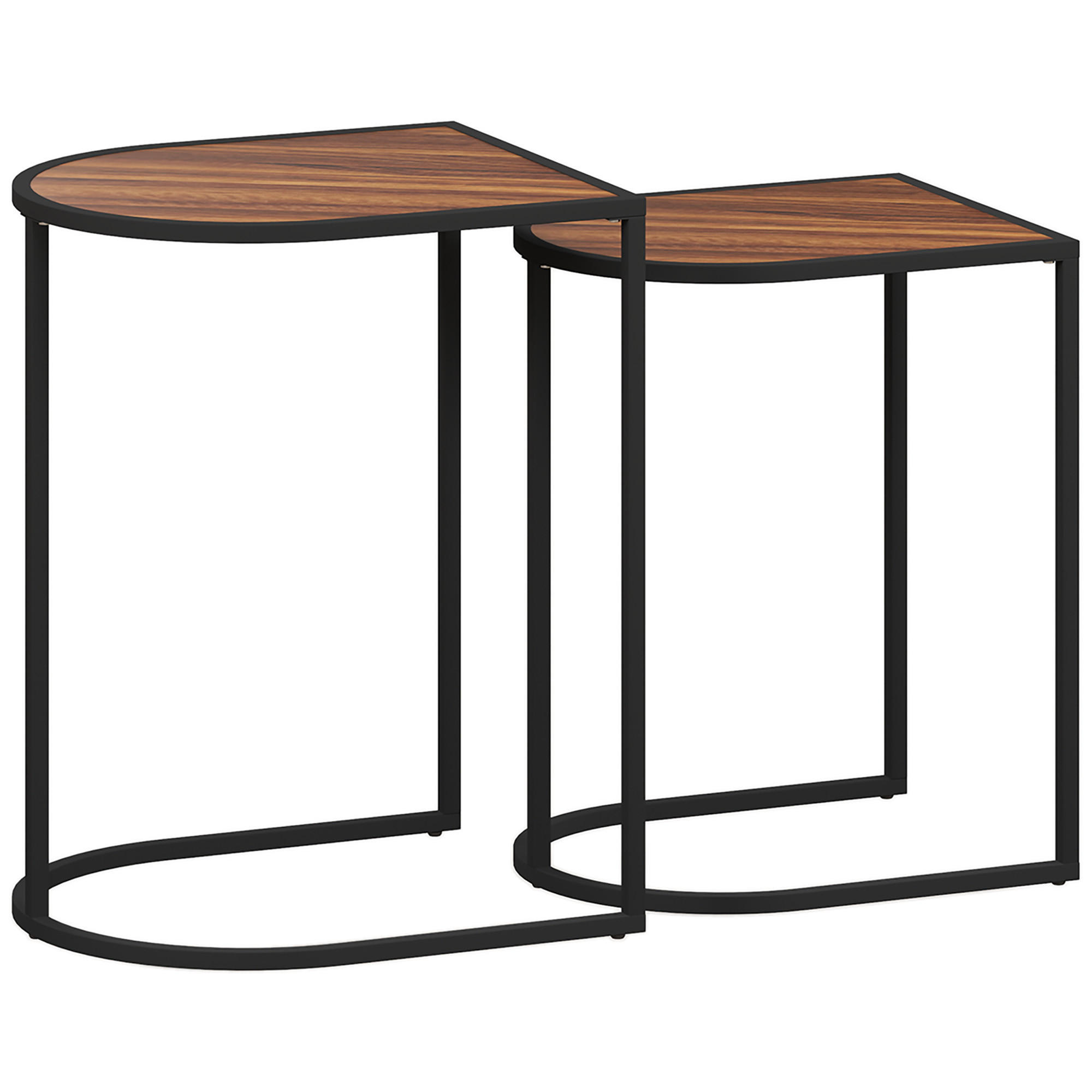 2ER-SET Couchtisch, Eckiger Beistelltisch, Kaffeetisch mit Stahlgestell, Braun - Braun, Holzwerkstoff (45/38/58cm) - HOMCOM