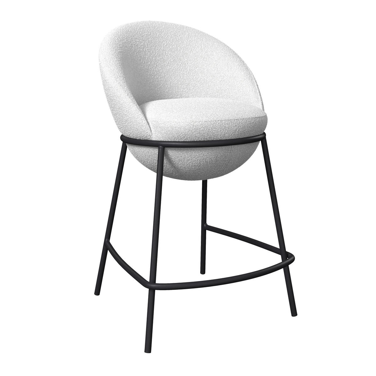 BARHOCKER Zoa Creme Struktur Gepolstert - Creme, Holz (50/110/58cm) - Bessagi Home