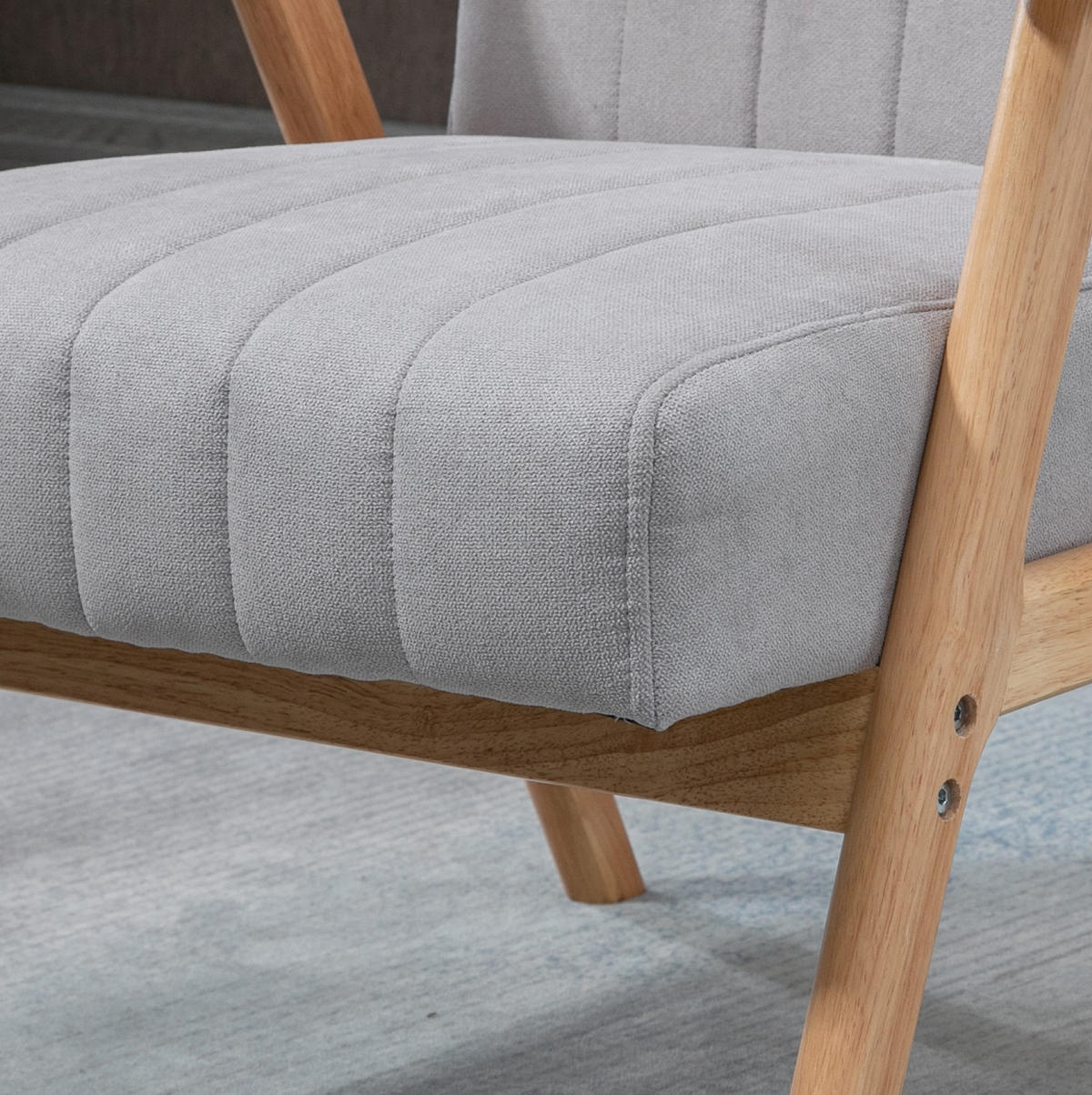 SESSEL 68x74x82 cm in Hellgrau, Skandi-Lounge mit Samtoptik, Gummiholzbeine - Hellgrau, Kunststoff (74/82/68cm) - Modfu
