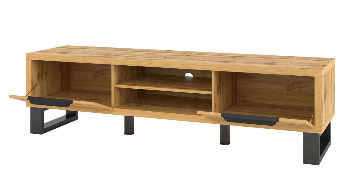 LOWBOARD Halle Wotan Eiche 180 / 50 / 50 cm - Eiche Wotan/Braun, Holz/Holzwerkstoff (180/50/50cm) - Feldmann-Wohnen