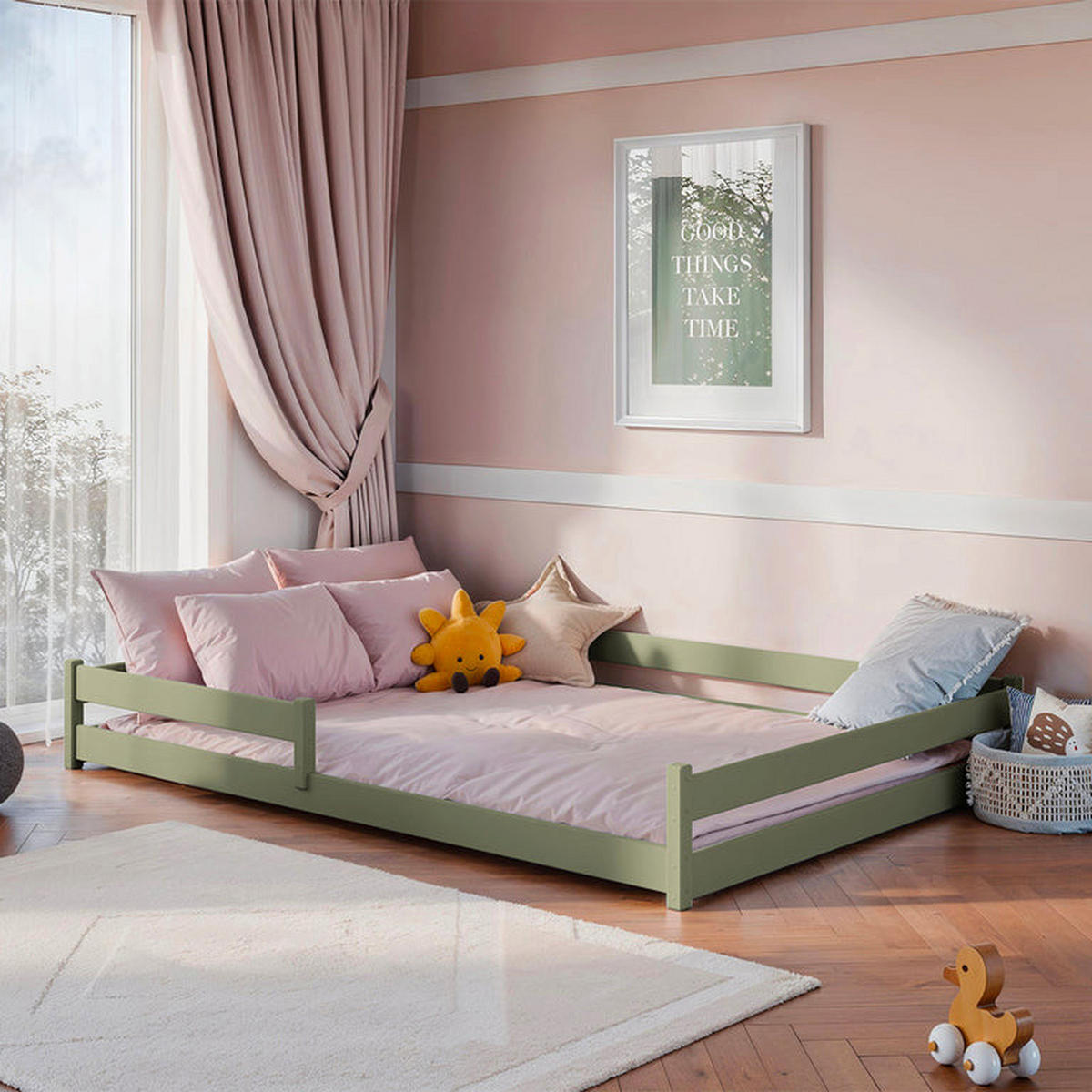 KINDERBETT 140/200 Lily Olive - Grün, Holz (140/200cm) - Petits-meubles