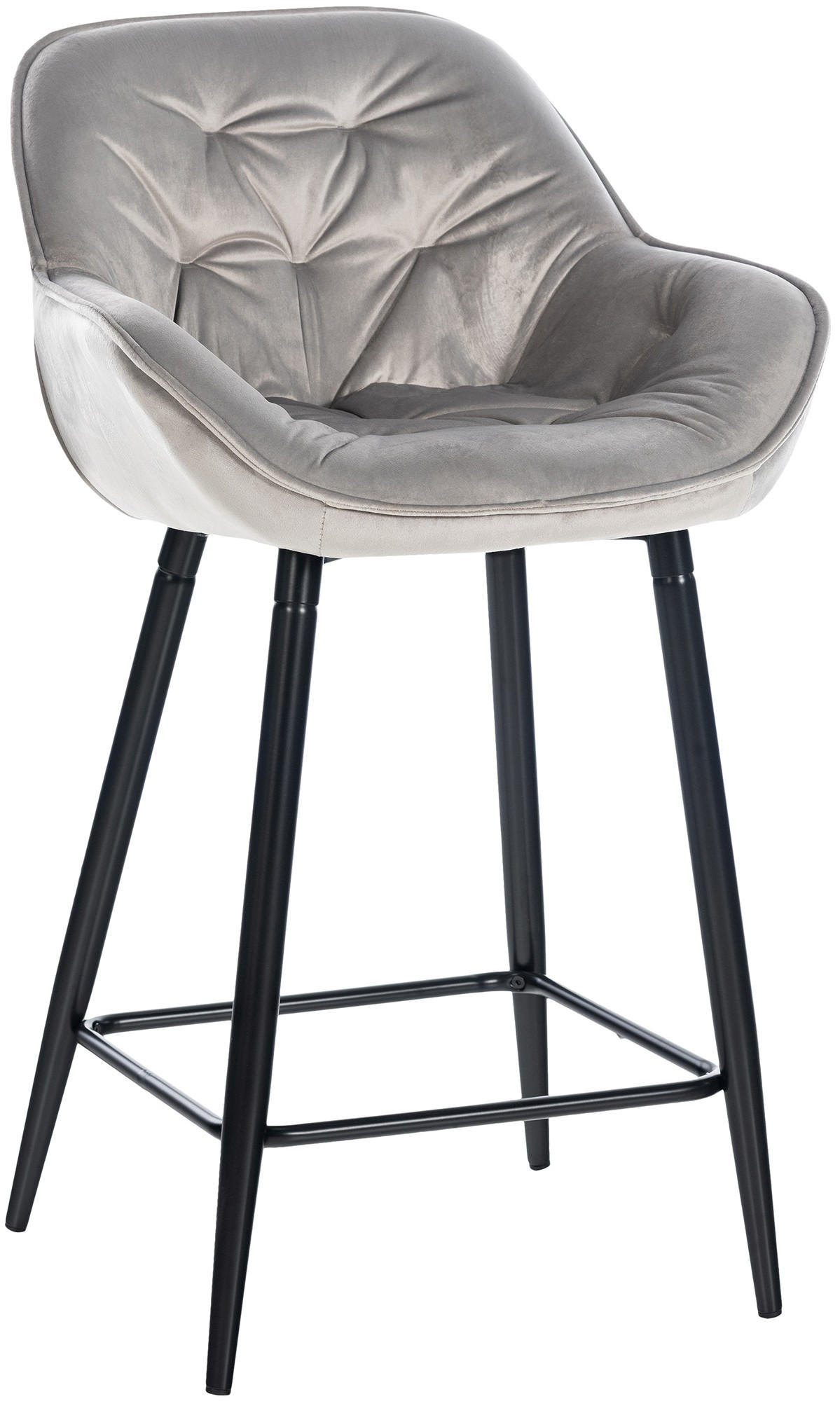 BARHOCKER Samt grau - Schwarz/Grau, Textil/Metall (54/103/57.5cm) - CLP