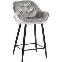 BARHOCKER Samt grau - Schwarz/Grau, Textil/Metall (54/103/57.5cm) - CLP