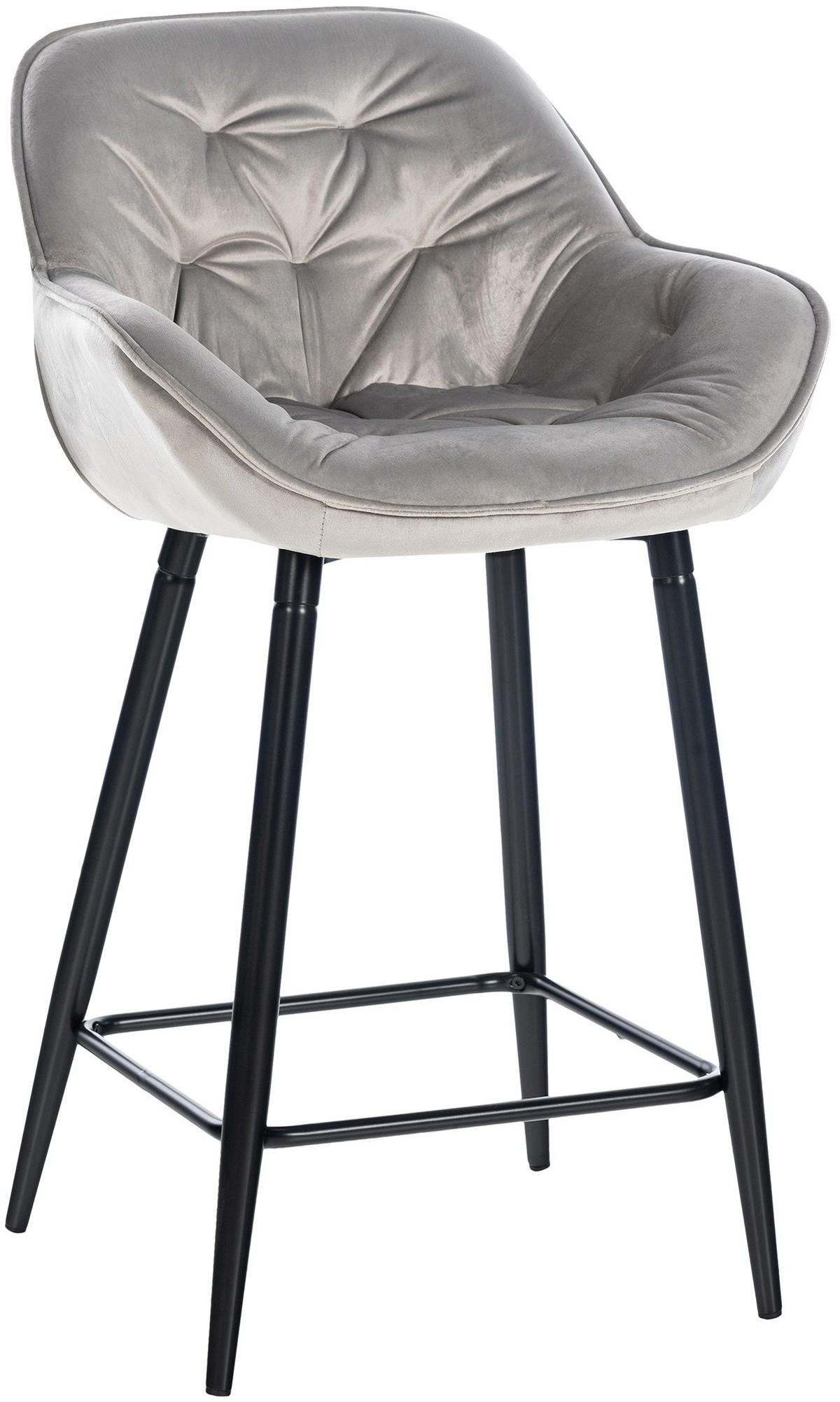 BARHOCKER Samt grau - Schwarz/Grau, Textil/Metall (54/103/57.5cm) - CLP