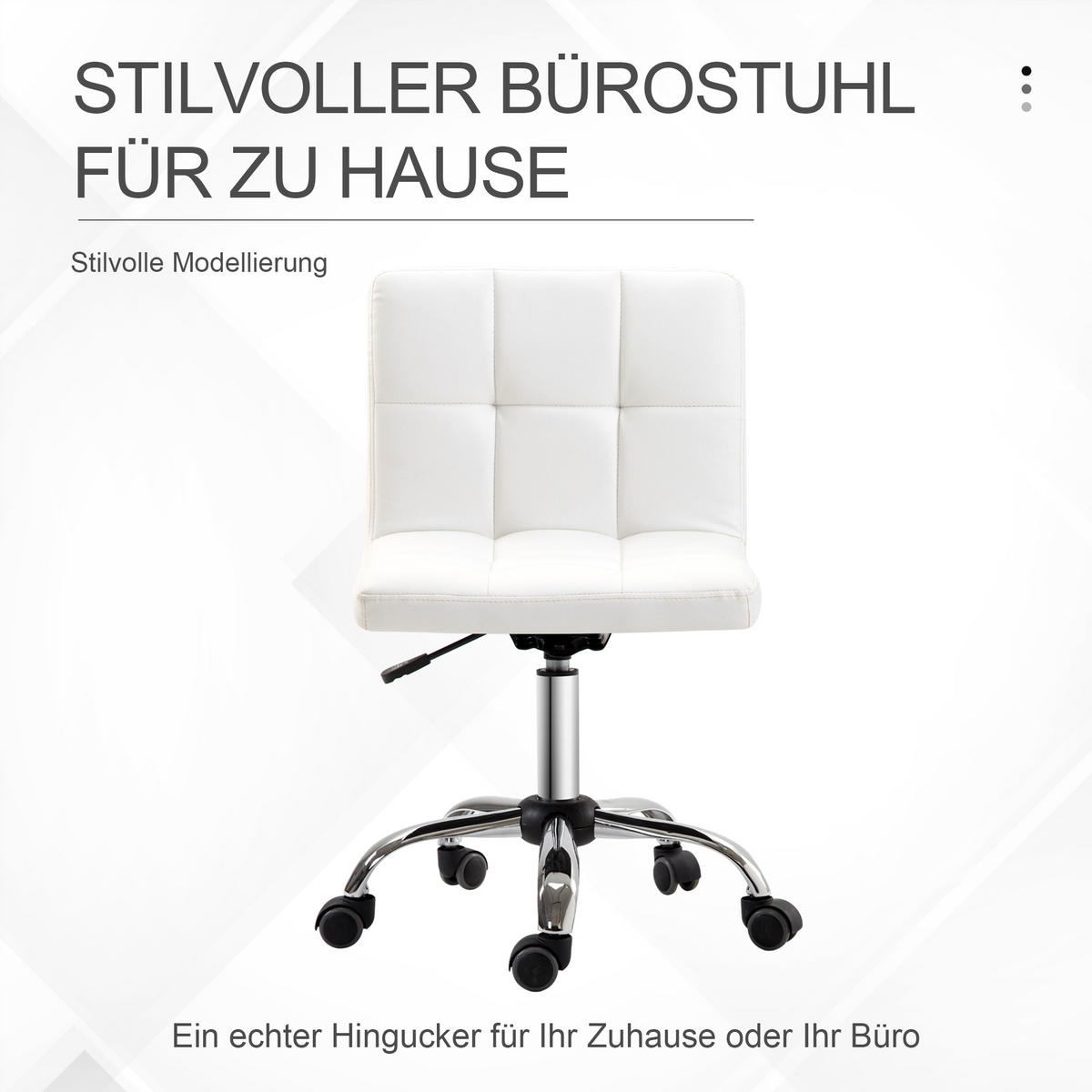 BÜROSTUHL ohne Armlehne 51L x 46B x 80-92H cm Weiß - Weiß, Kunststoff (46/92/51cm) - HOMCOM