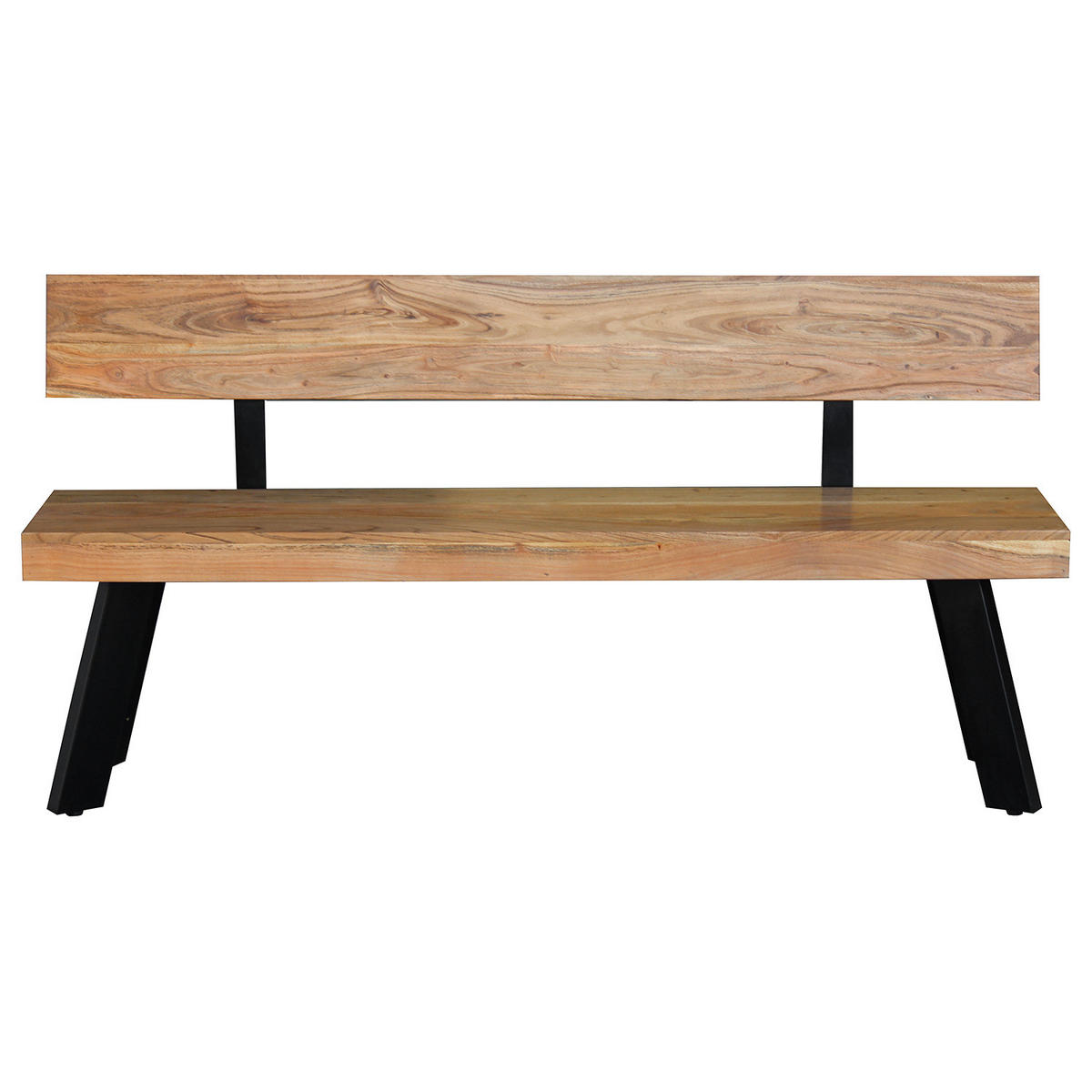 SITZBANK - Akazie massiv / Eisen - Akaziefarben, Holz (160/80/38cm) - home24