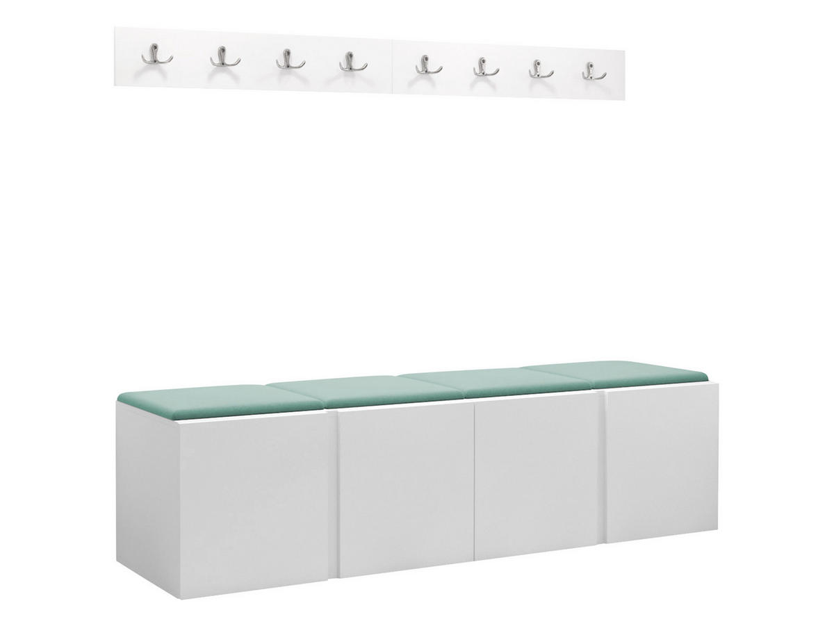 GARDEROBEN-SET Orion VII - Weiß/Mintgrün, Holzwerkstoff/Kunststoff (168/42/46cm) - MIRJAN24