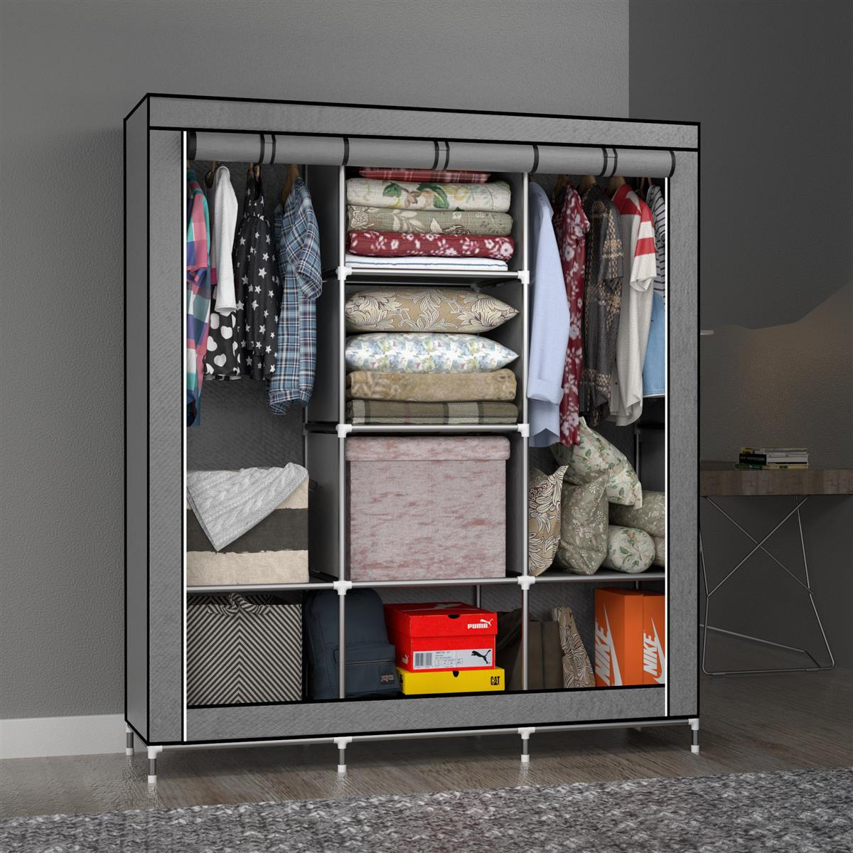 STOFFSCHRANK - Grau, Textil (130/175/45cm) - Intirilife