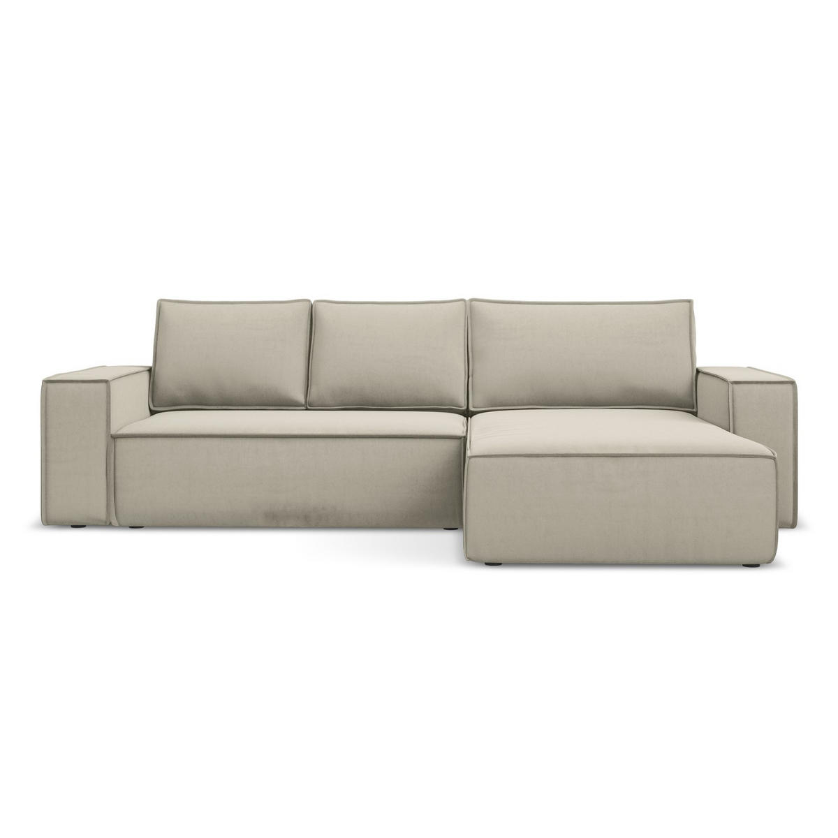 ECKSOFA mit Schlaffunktion Samt Stoff Creme - Perlmutt/Creme, Kunststoff/Textil (290/185cm) - LaMiaSofa