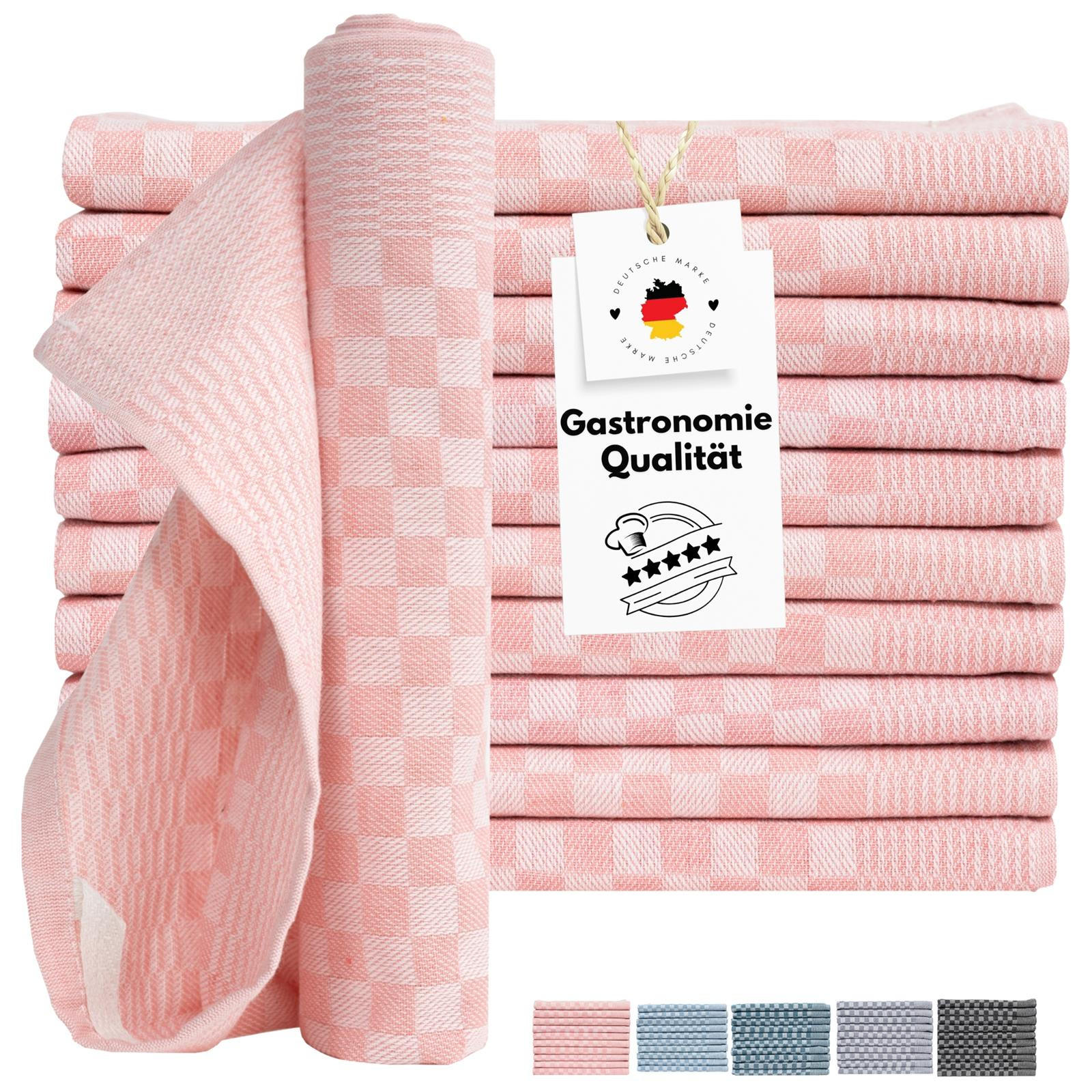 GESCHIRRTÜCHER 50x70 cm im 10er Set aus 100% Baumwolle, Zwirn-Qualität Grubentücher Rosa - Rosa, Textil (50/70cm) - Carpe Sonno