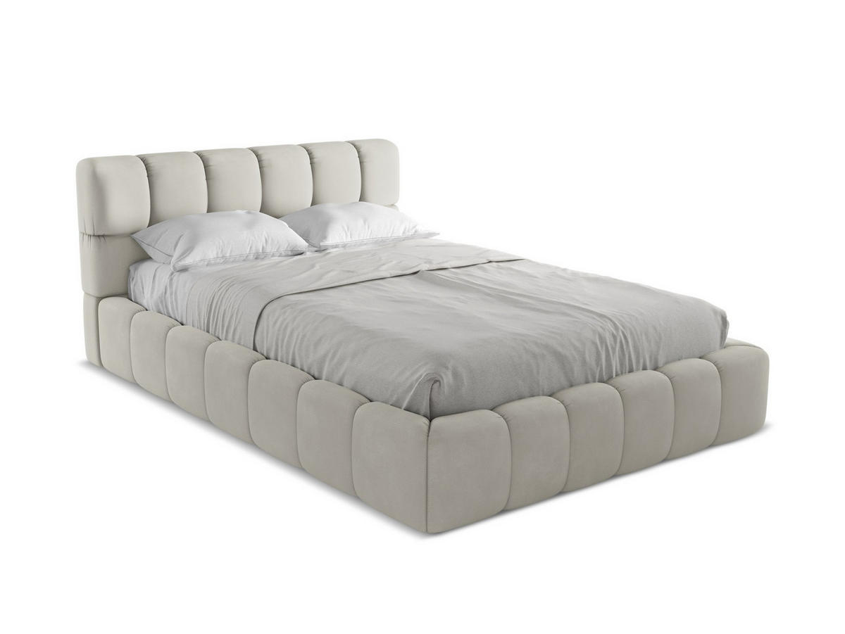 POLSTERBETT mit Bettkasten und Lattenrost 160x228 Beige - Beige/Schwarz, Kunststoff/Textil (140/200cm) - Makamii