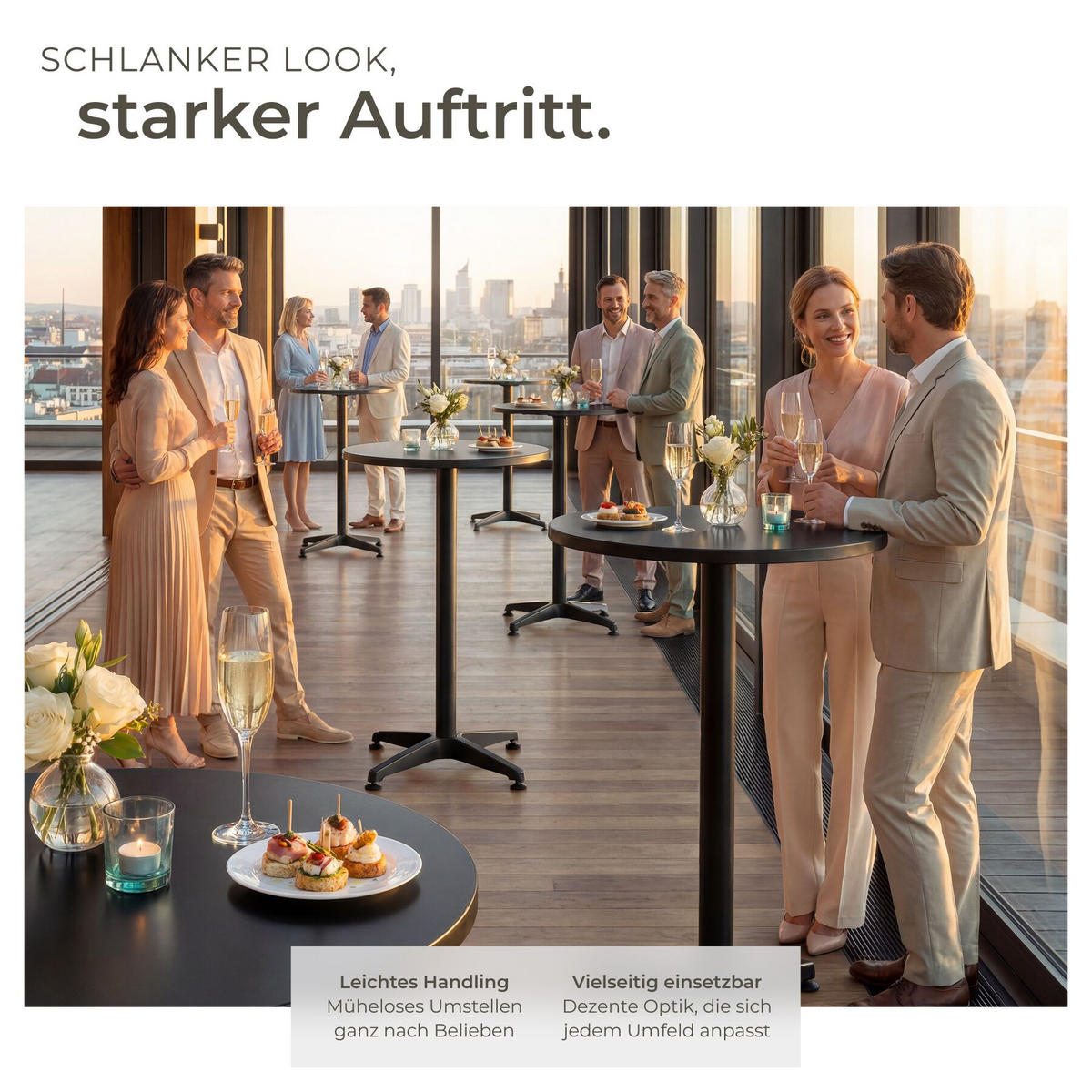 BISTROTISCH aus Aluminium Frederic, höhenverstellbare Kunststofffüße, schwarz - Schwarz, Holz (67/67/110cm) - tectake
