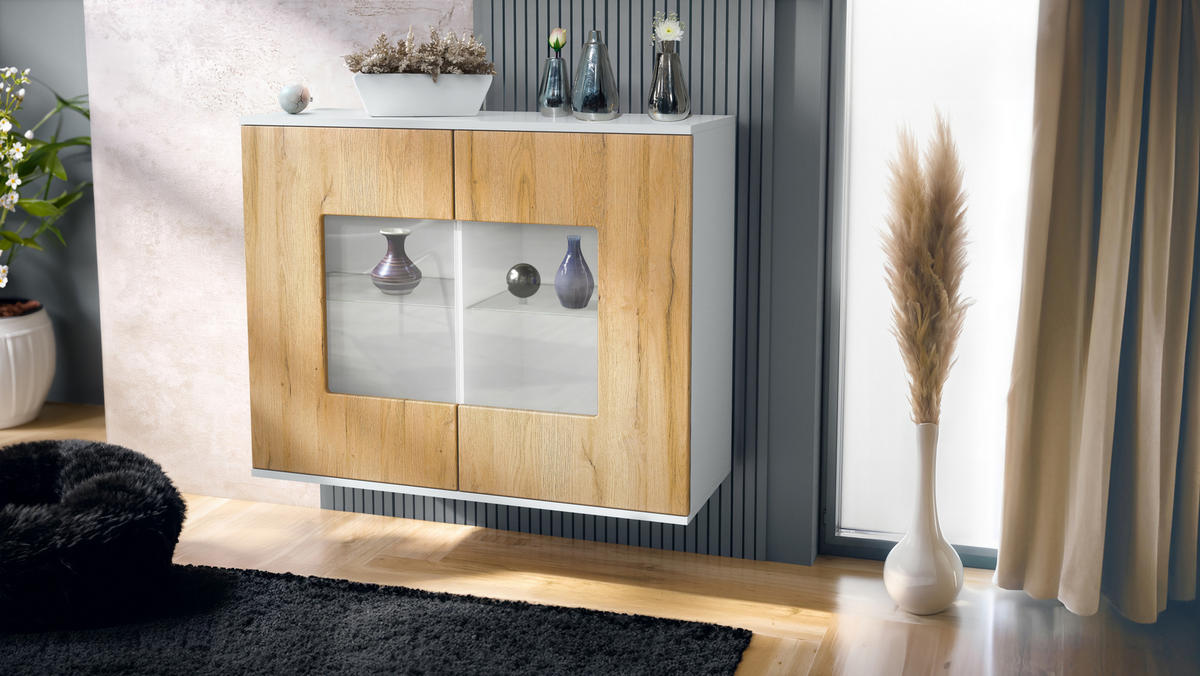 KOMMODE Grömitz Eiche Natur - Eichefarben, Holzwerkstoff (92.5/73.5/35cm) - Vladon